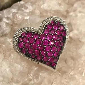 SOLD Ruby or Pink Sapphire Heart Slide Pendant